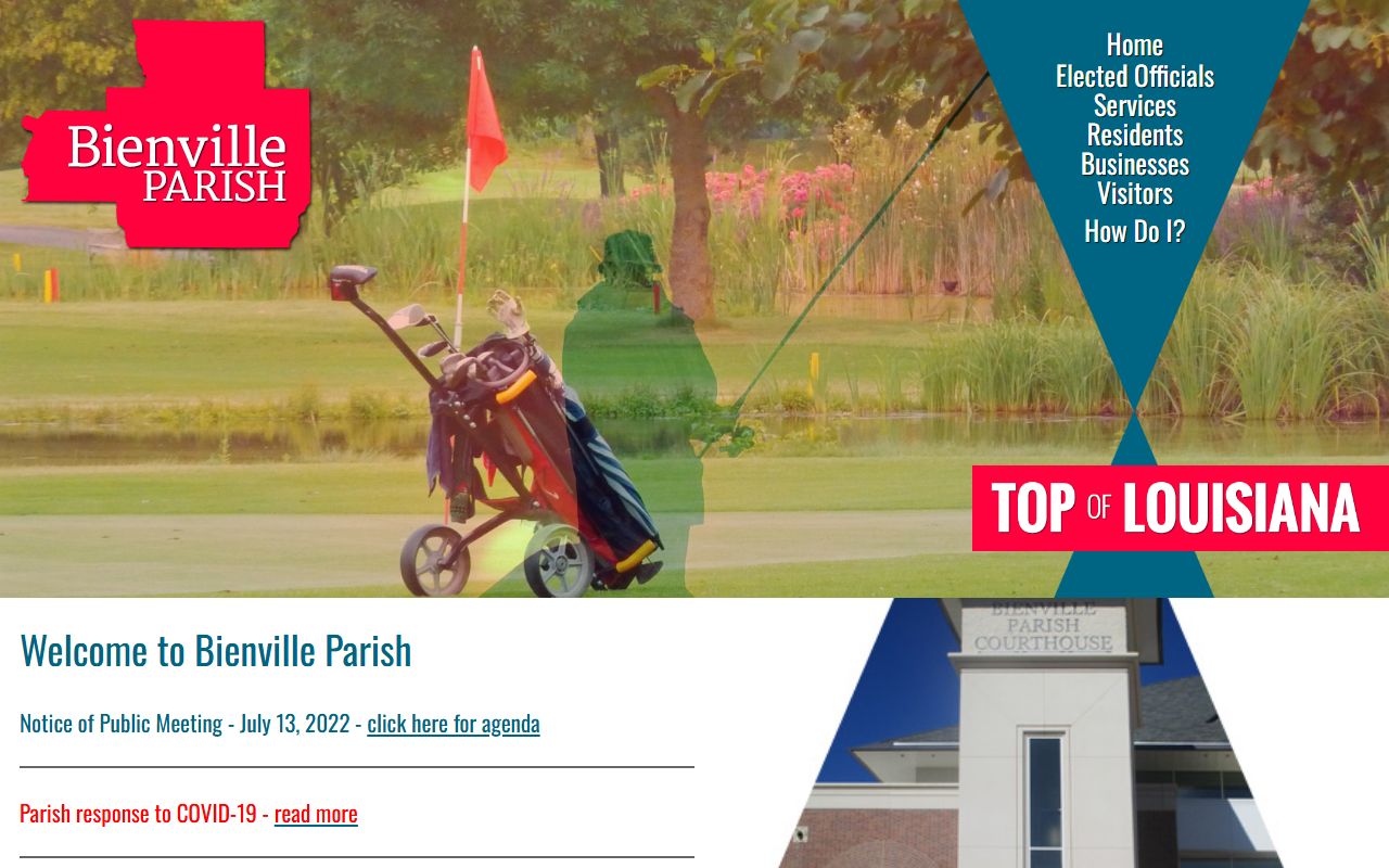 Bienville Parish website with information on divorce decree records and clerk of court contact in Arcadia Louisiana