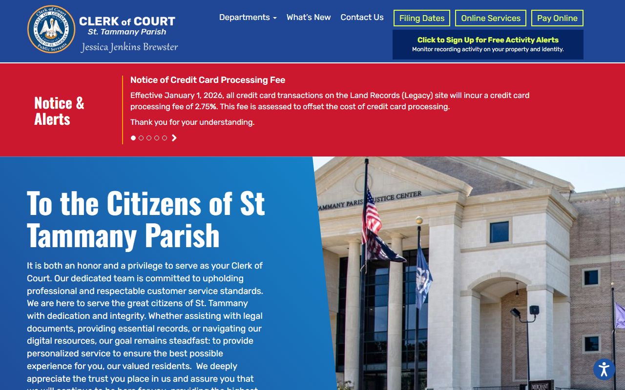 St. Tammany Parish Clerk of Court website for Slidell divorce decree records