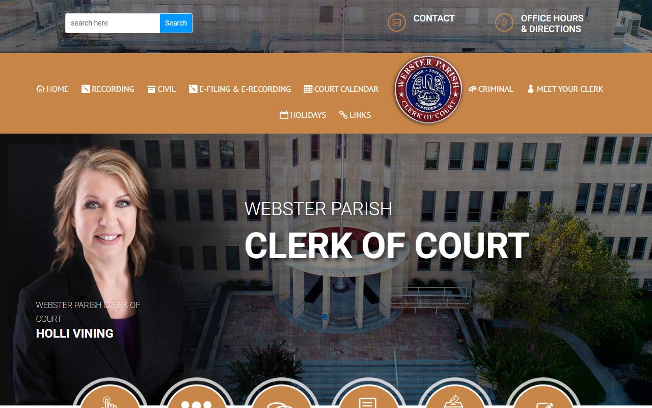 Webster Parish Clerk of Court website for divorce decree records in Louisiana