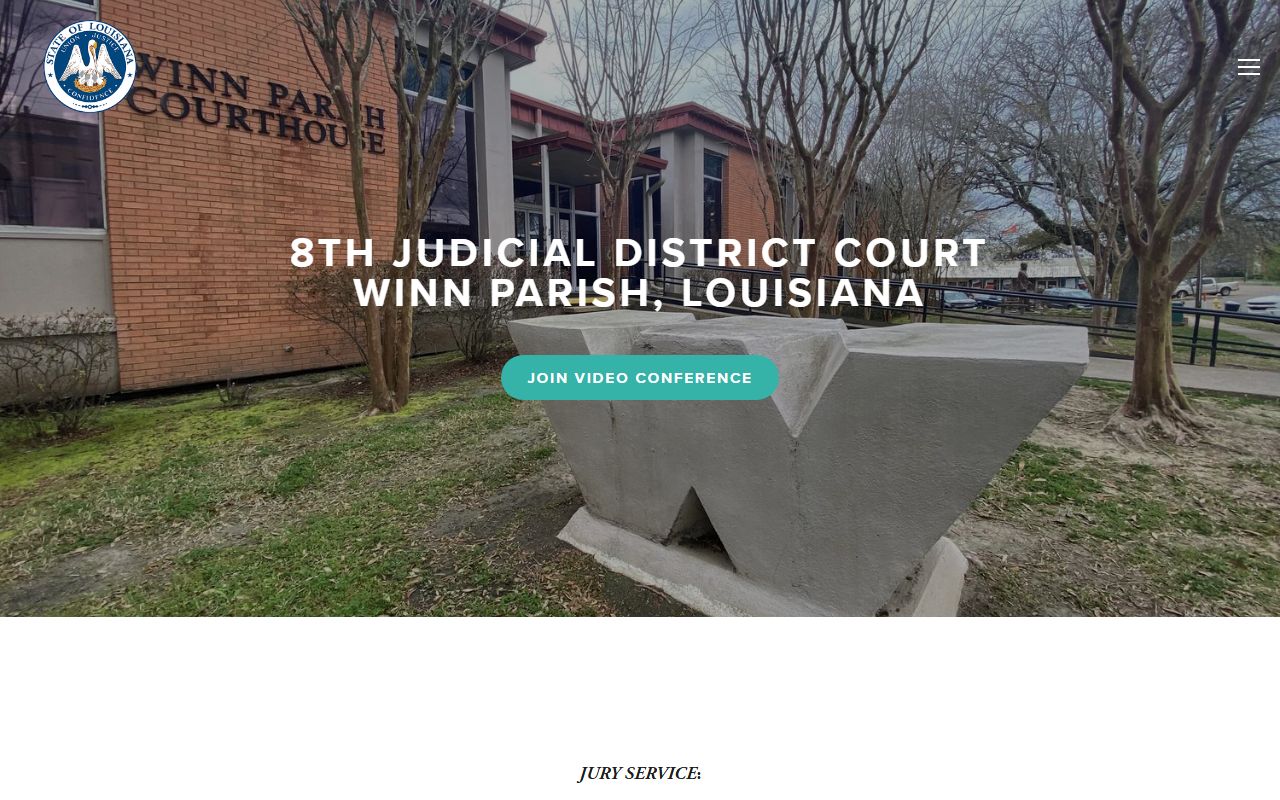 Winn Parish 8th Judicial District Court website for divorce decree records in Louisiana